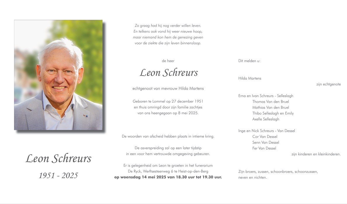 Rouwkaart Leon